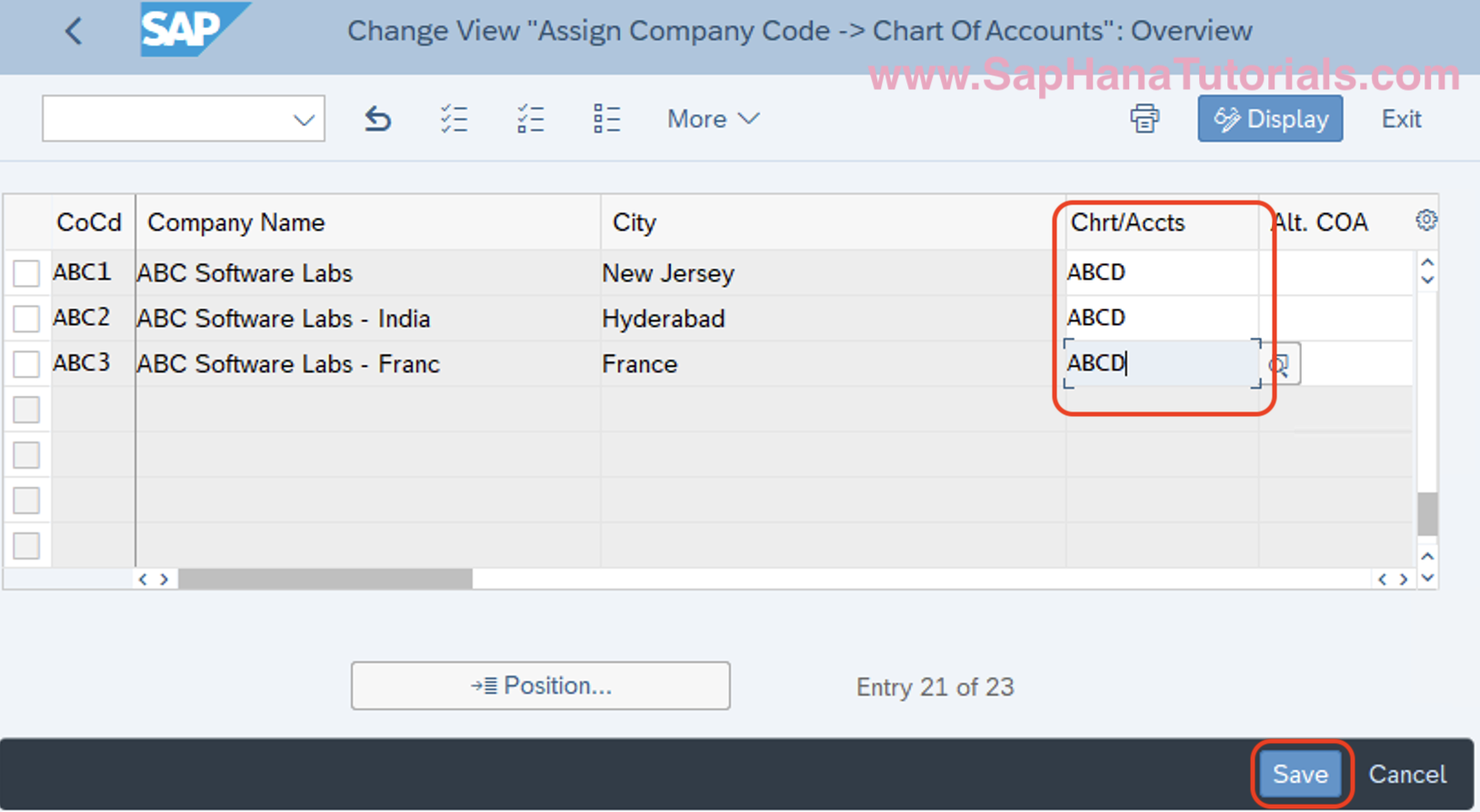 assignment of chart of accounts to company code