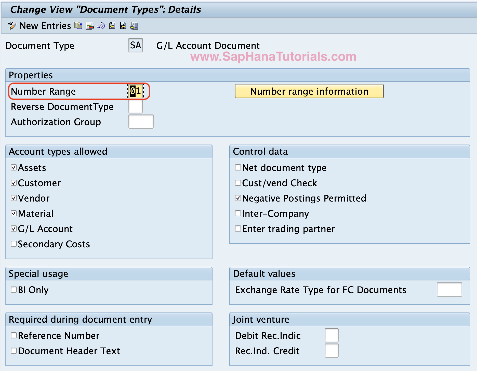 accounting document number range assignment