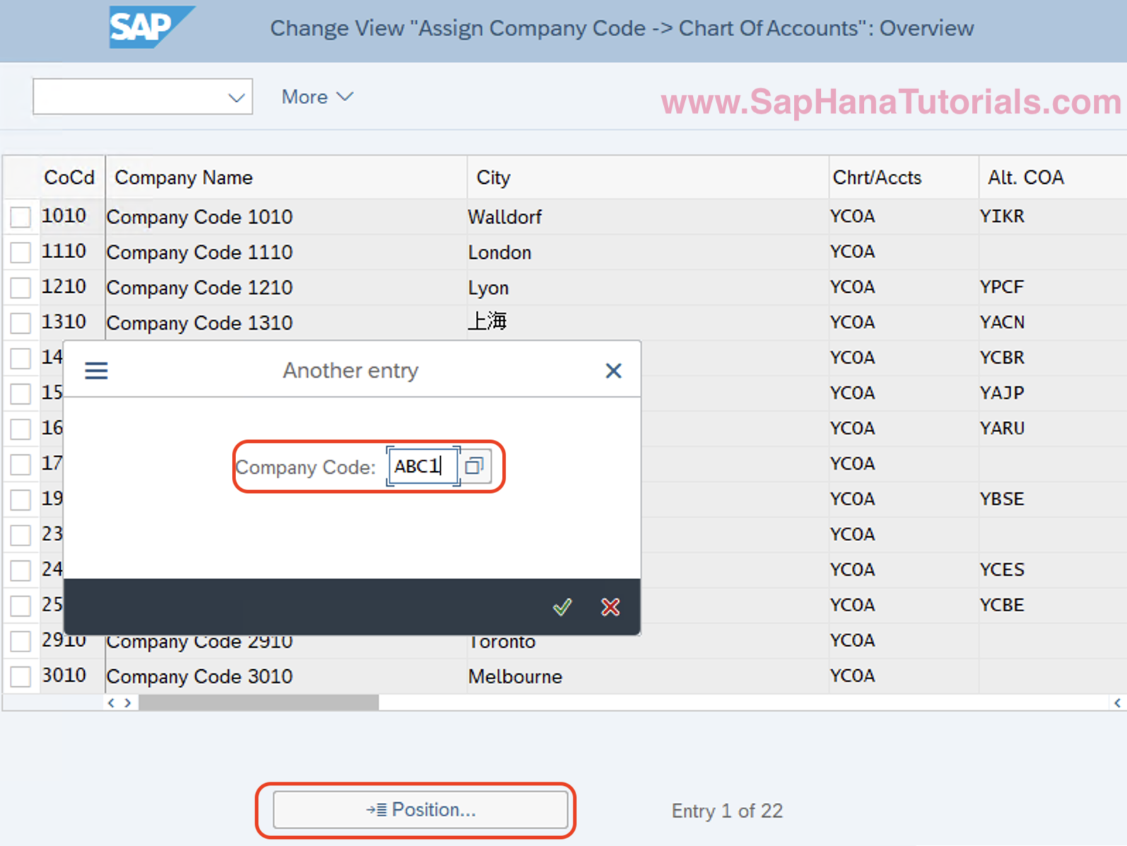 assignment of chart of accounts to company code