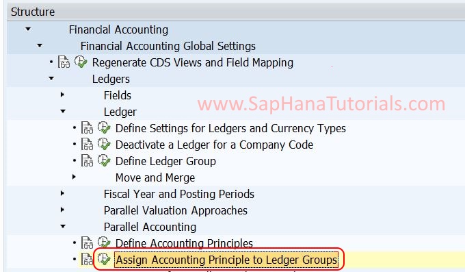 check assignment of accounting principles to ledger group